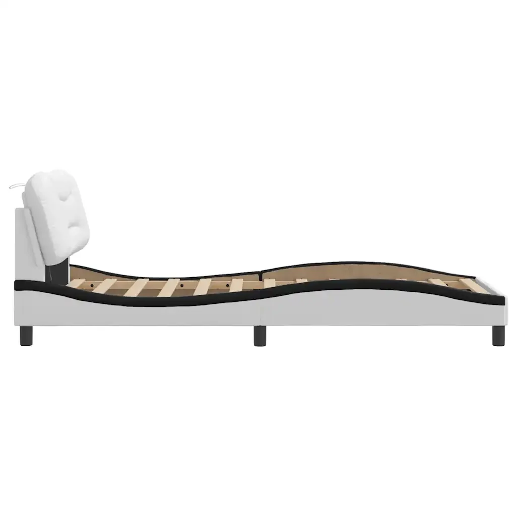 Letto singolo | Letto per adulti | Giroletto con LED senza Materasso Hvar Bianco e Nero 90x200 cm - Image 8