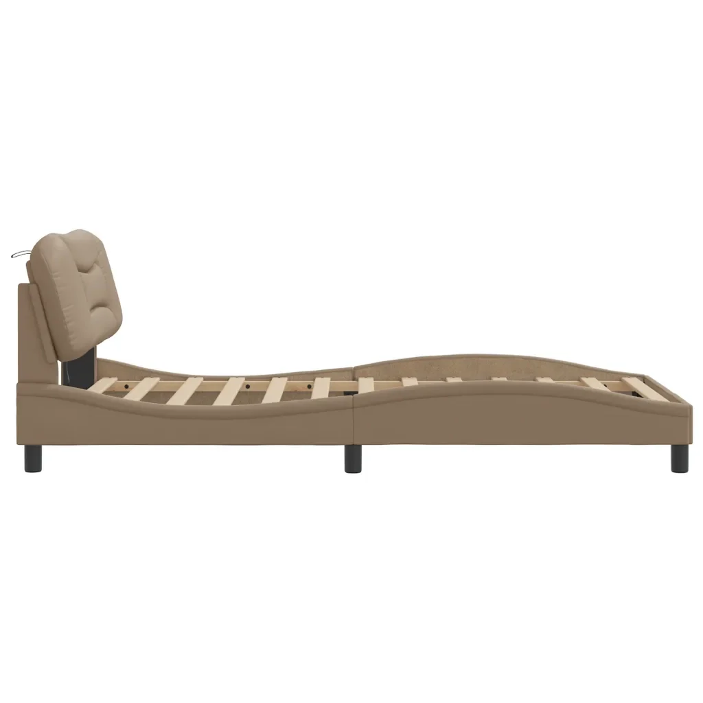 Letto singolo | Letto per adulti | Giroletto con LED senza Materasso Hvar Cappuccino 100x200 cm - Image 8