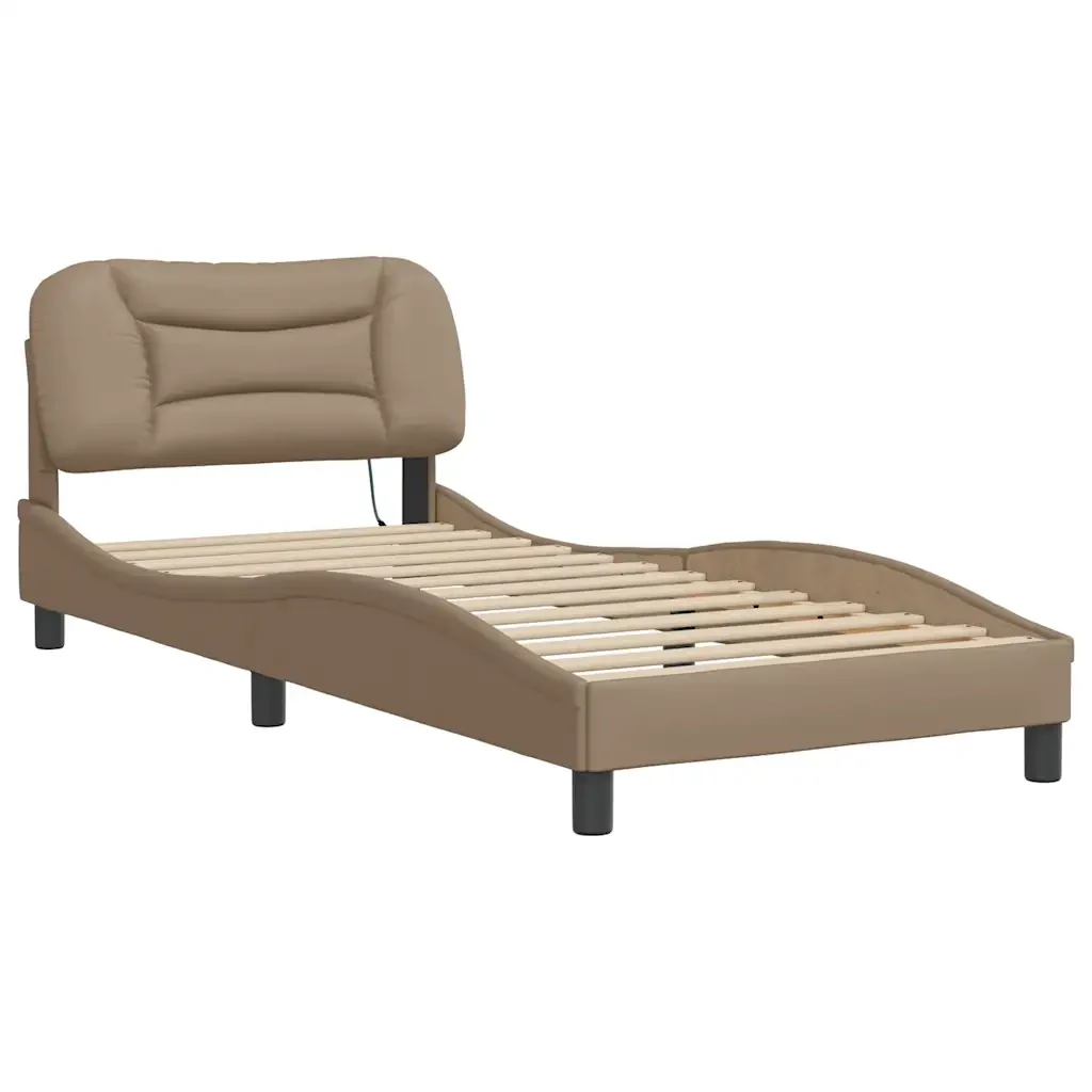 Letto singolo | Letto per adulti | Giroletto con LED senza Materasso Hvar Cappuccino 90x190 cm - Image 4
