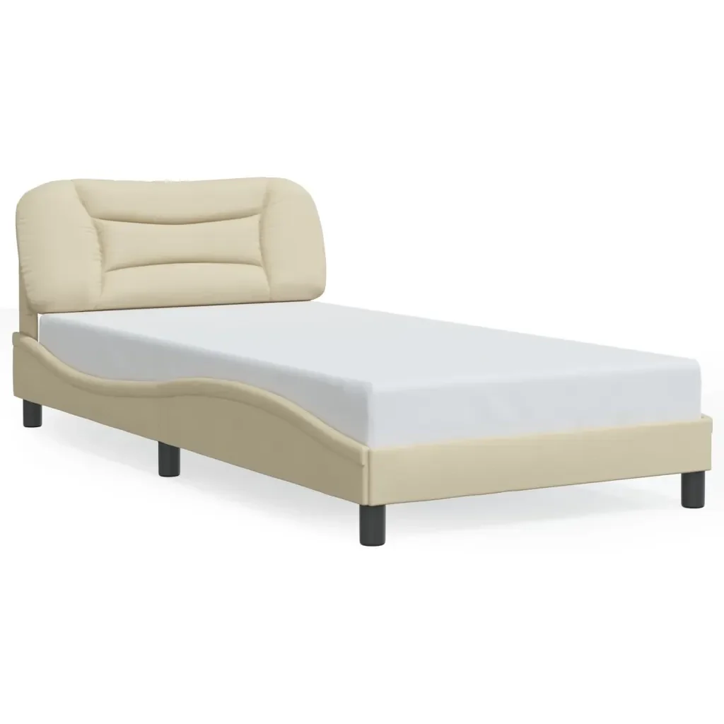 Letto singolo | Letto per adulti | Giroletto con LED senza Materasso Hvar Crema 100x200 cm in Tessuto - Image 5