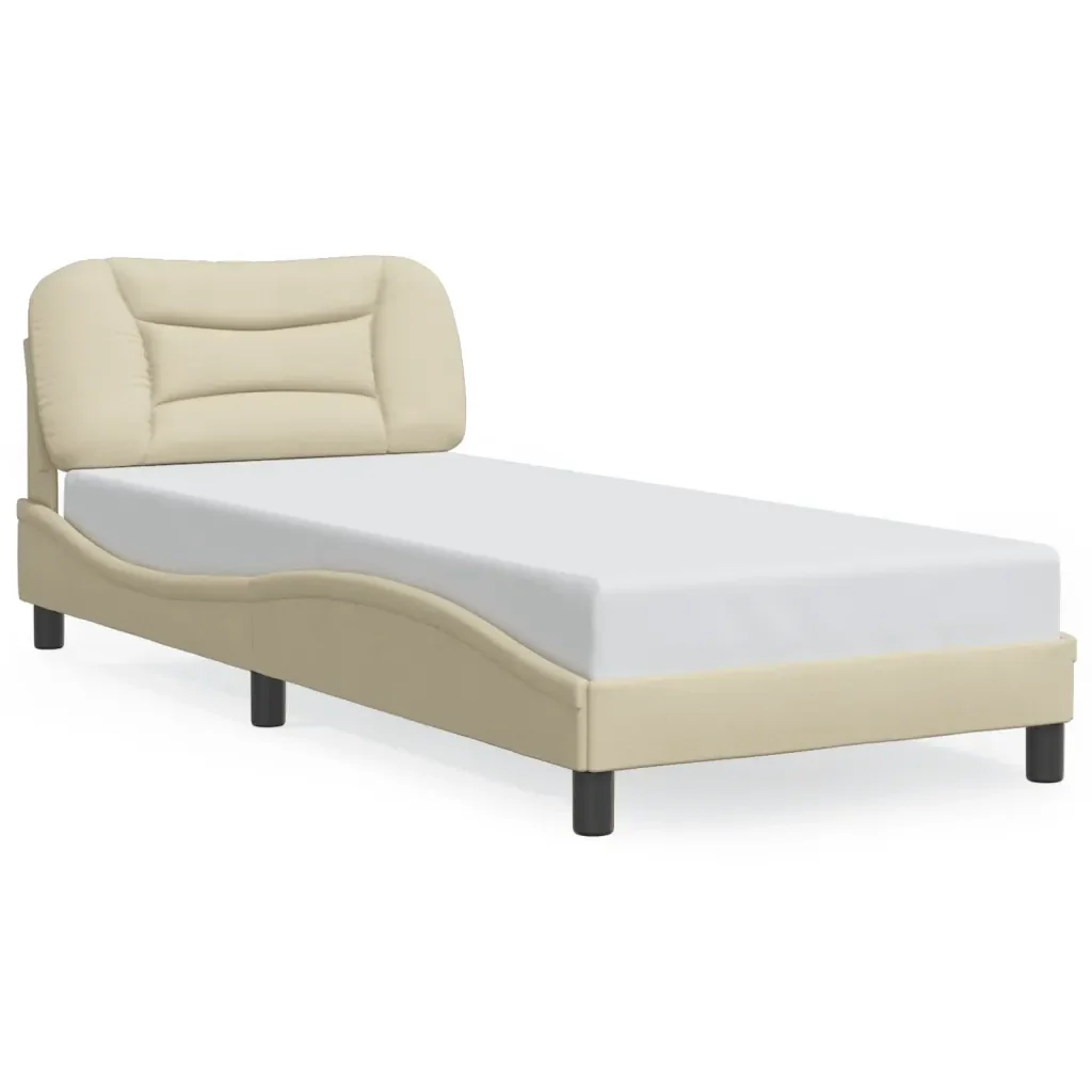 Letto singolo | Letto per adulti | Giroletto con LED senza Materasso Hvar Crema 80x200 cm in Tessuto