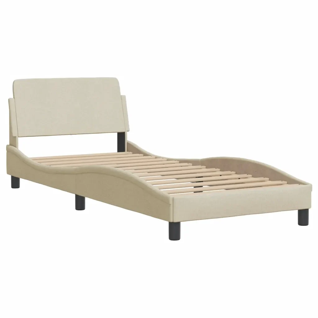 Letto singolo | Letto per adulti | Giroletto con LED senza Materasso Hvar Crema 80x200 cm in Tessuto - Image 7