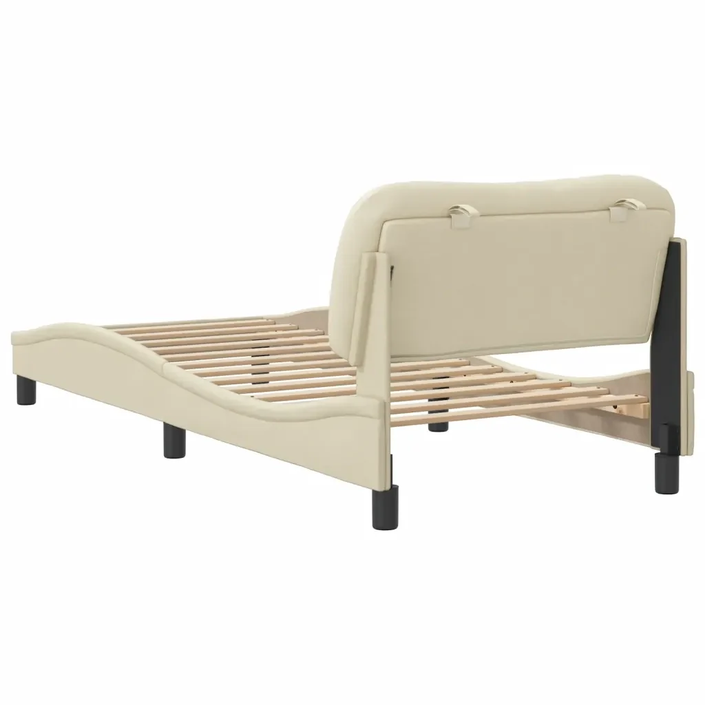 Letto singolo | Letto per adulti | Giroletto con LED senza Materasso Hvar Crema 80x200 cm in Tessuto - Image 9