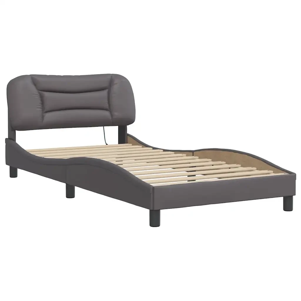 Letto singolo | Letto per adulti | Giroletto con LED senza Materasso Hvar Grigio 100x200 cm - Image 3