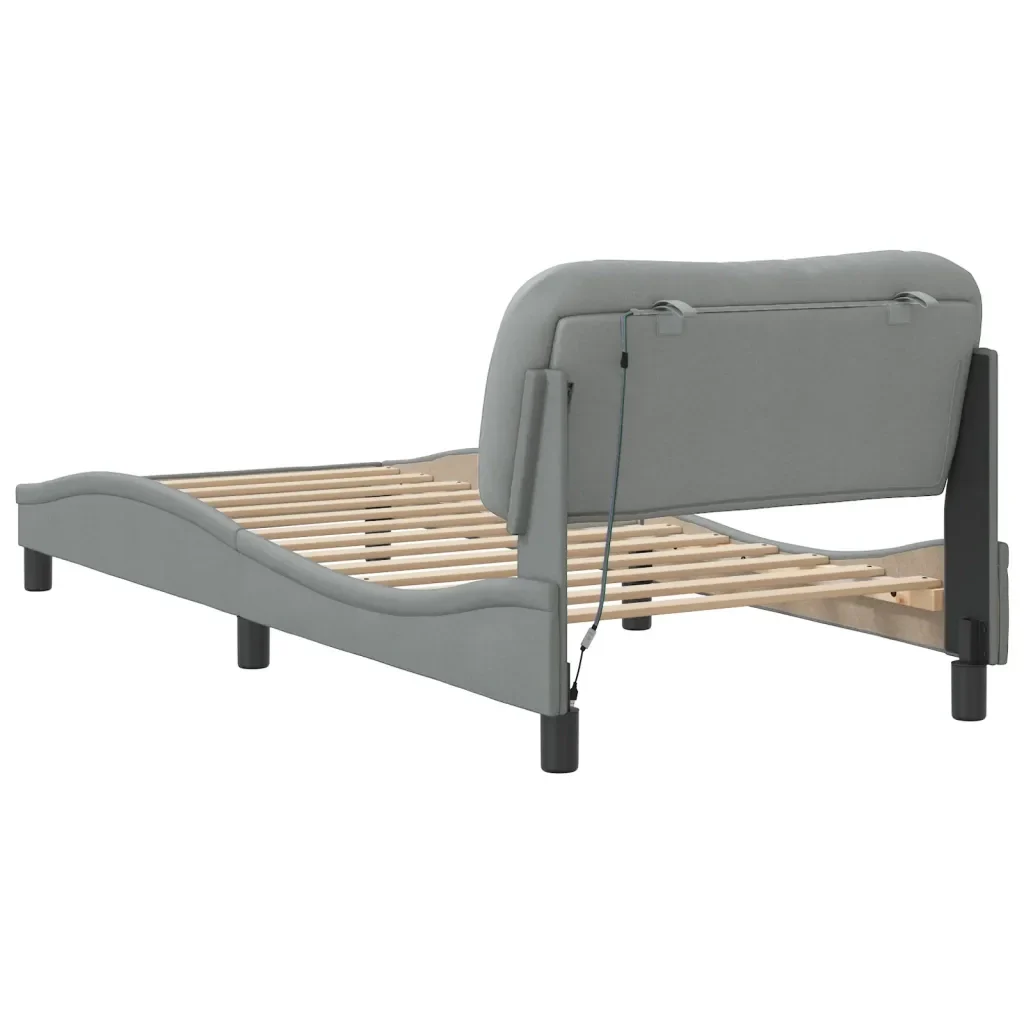 Letto singolo | Letto per adulti | Giroletto con LED senza Materasso Hvar Grigio Chiaro 90x200 cm - Image 9