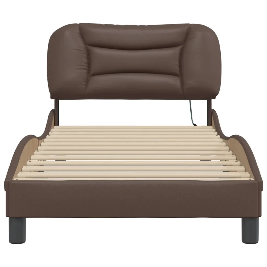 Letto singolo | Letto per adulti | Giroletto con LED senza Materasso Hvar Marrone 90x200 cm - Image 6