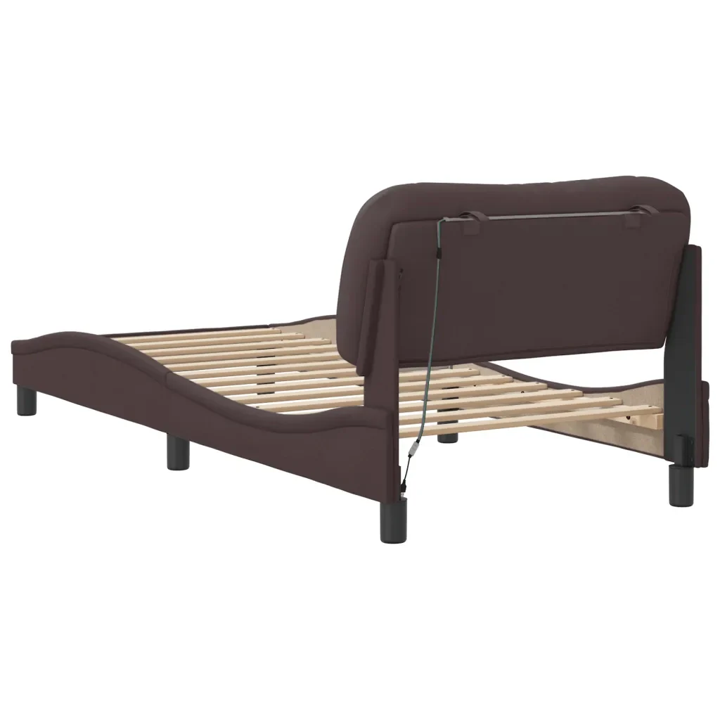 Letto singolo | Letto per adulti | Giroletto con LED senza Materasso Hvar Marrone Scuro 90x200 cm - Image 9