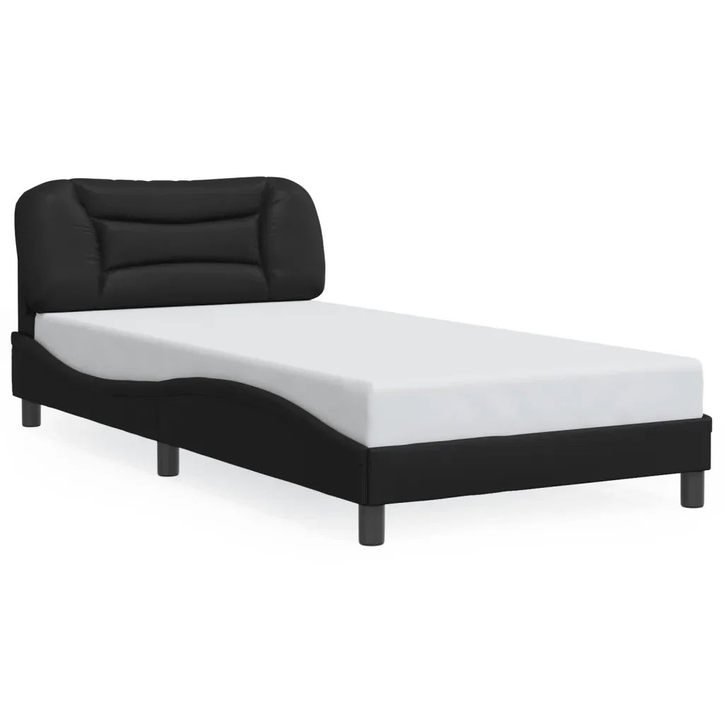Letto singolo | Letto per adulti | Giroletto con LED senza Materasso Hvar Nero 100x200 cm - Image 5