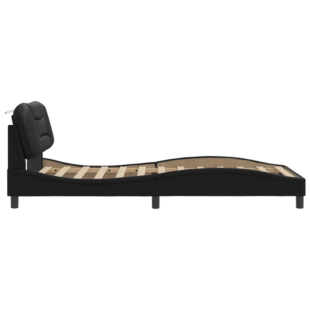 Letto singolo | Letto per adulti | Giroletto con LED senza Materasso Hvar Nero 100x200 cm - Image 8
