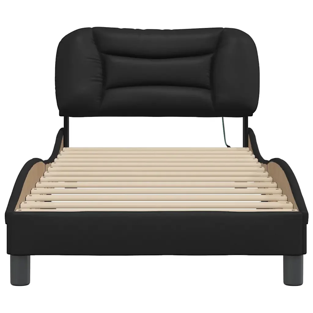 Letto singolo | Letto per adulti | Giroletto con LED senza Materasso Hvar Nero 80x200 cm - Image 6