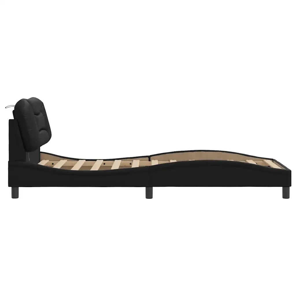 Letto singolo | Letto per adulti | Giroletto con LED senza Materasso Hvar Nero 80x200 cm - Image 8