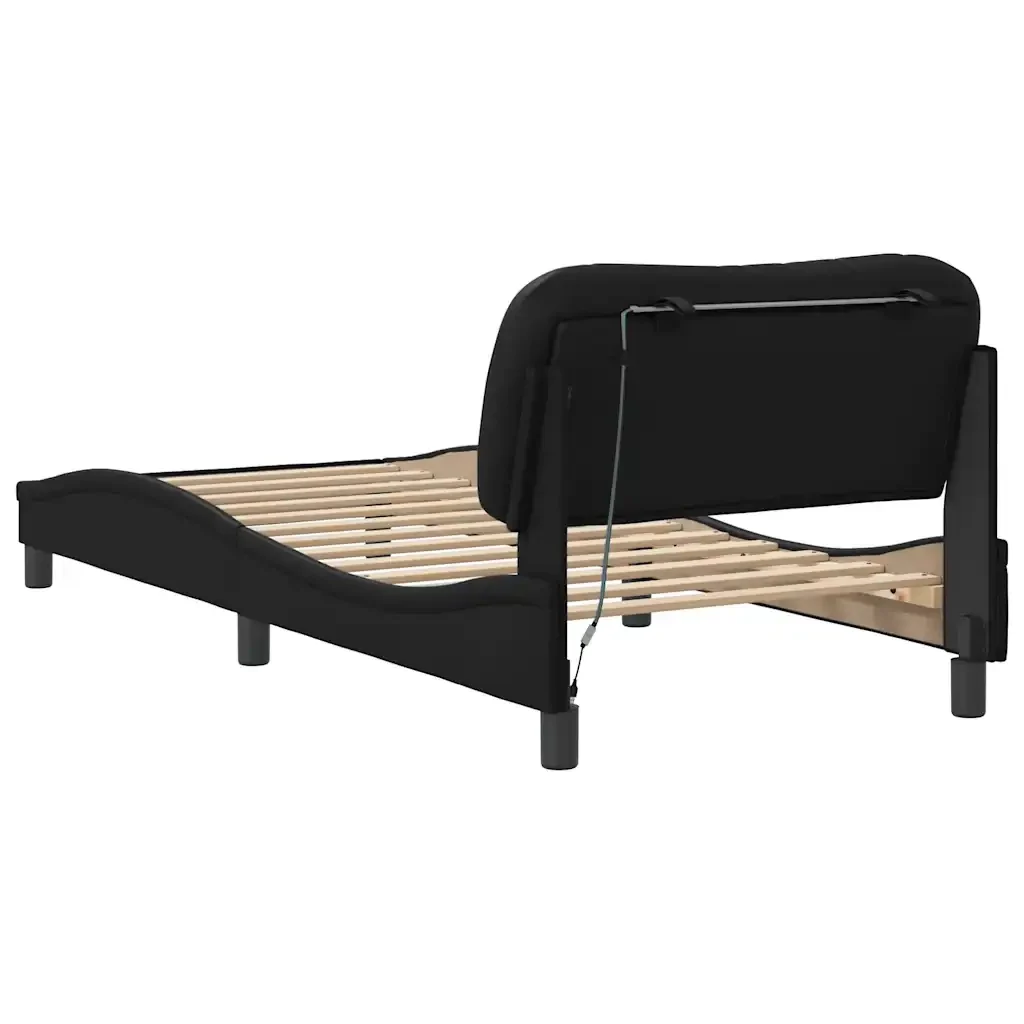 Letto singolo | Letto per adulti | Giroletto con LED senza Materasso Hvar Nero 80x200 cm - Image 9