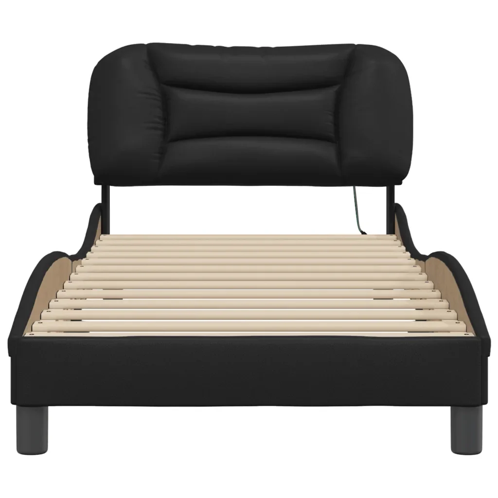 Letto singolo | Letto per adulti | Giroletto con LED senza Materasso Hvar Nero 90x190 cm - Image 6