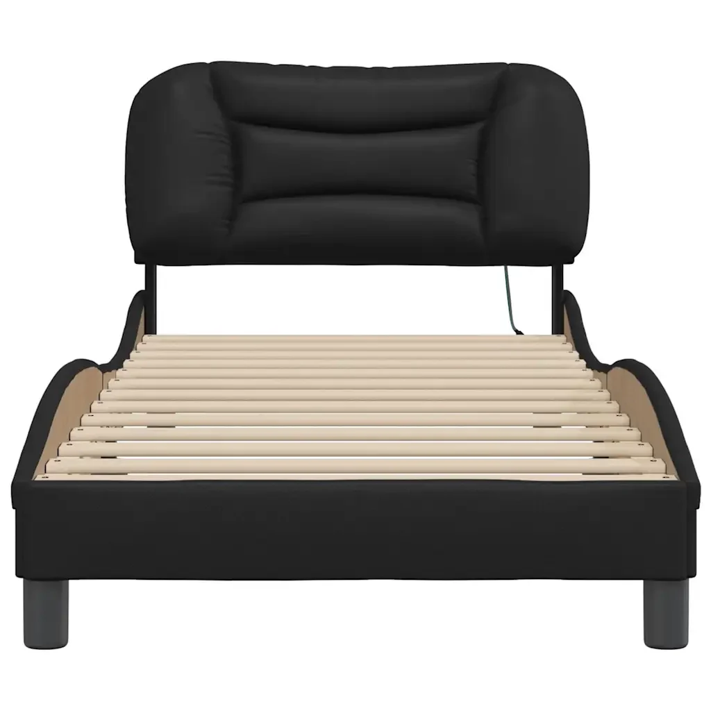 Letto singolo | Letto per adulti | Giroletto con LED senza Materasso Hvar Nero 90x200 cm - Image 6