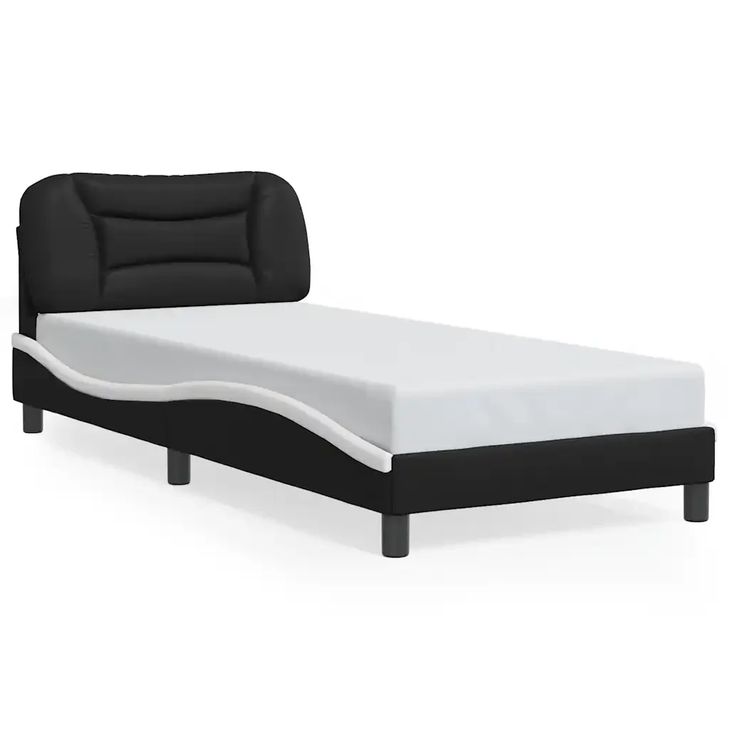 Letto singolo | Letto per adulti | Giroletto con LED senza Materasso Hvar Nero e Bianco 80x200 cm - Image 5