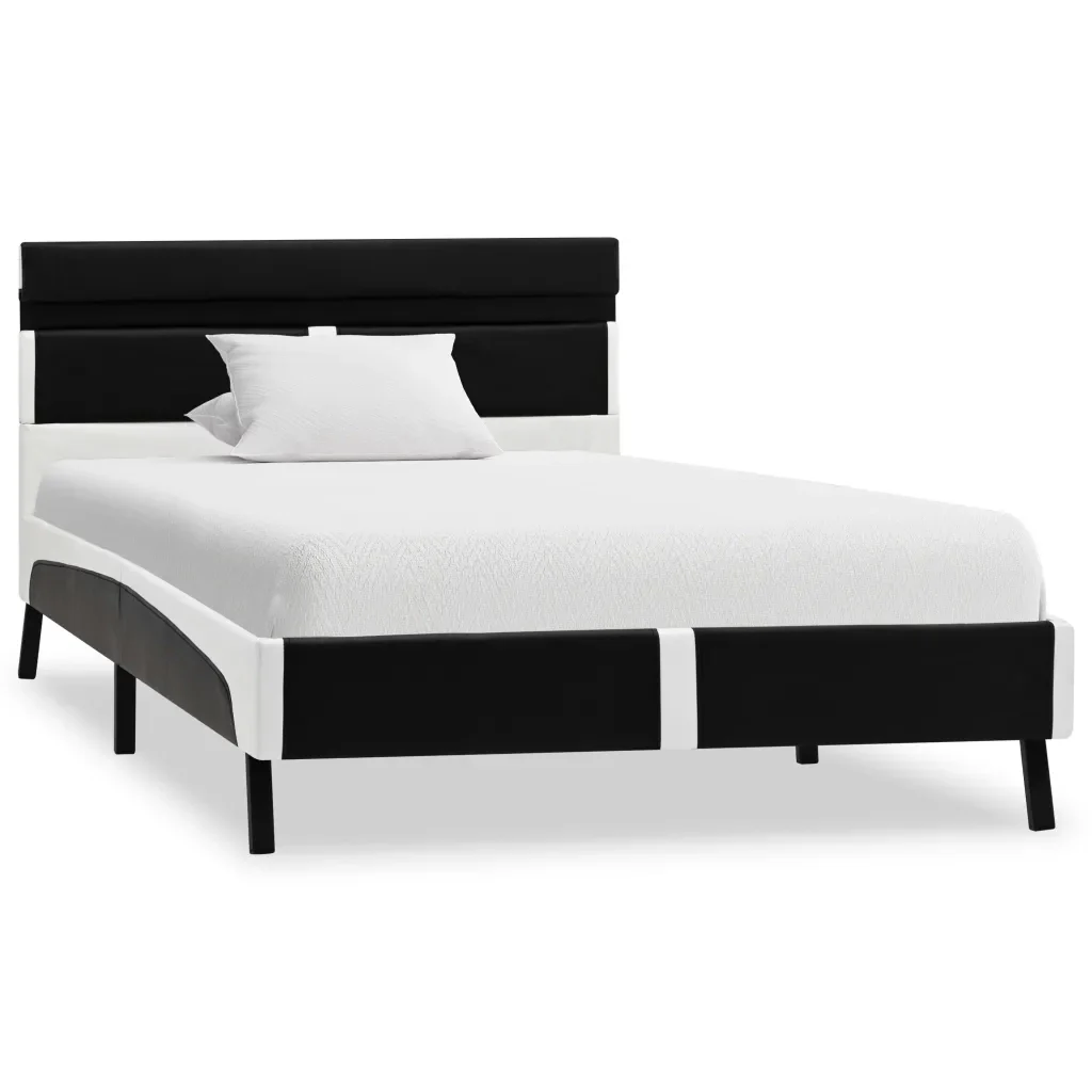 Letto singolo | Letto per adulti | Giroletto con LED senza Materasso Nero in Similpelle 90x200 cm - Image 2