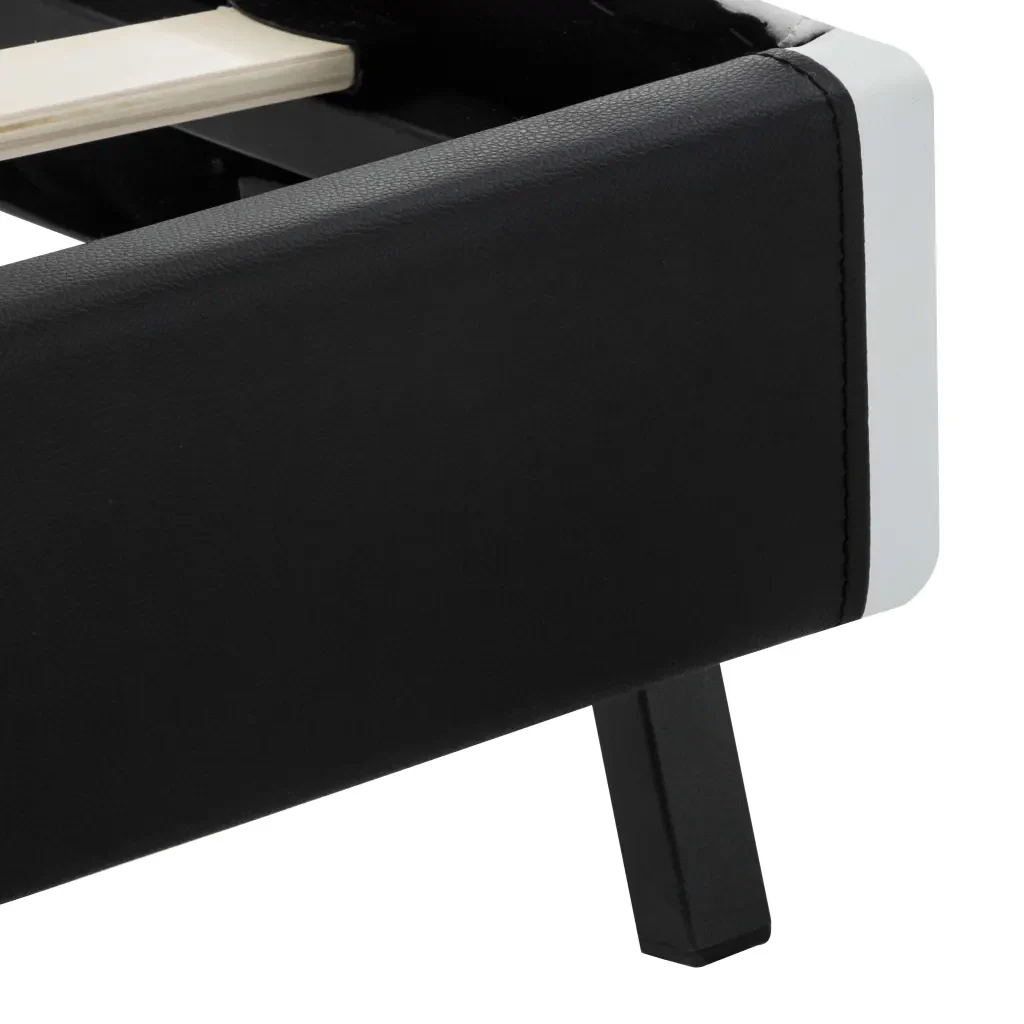 Letto singolo | Letto per adulti | Giroletto con LED senza Materasso Nero in Similpelle 90x200 cm - Image 7