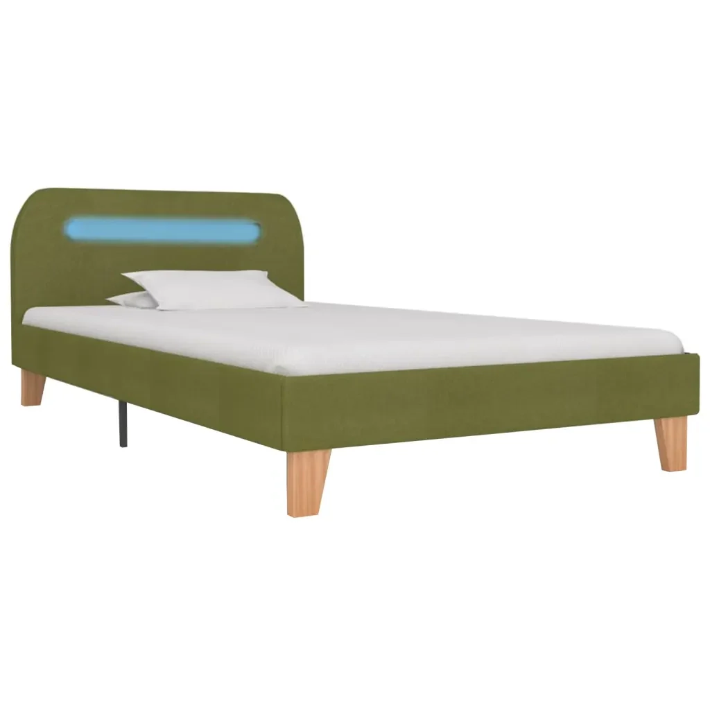 Letto singolo | Letto per adulti | Giroletto con LED senza Materasso Verde 90x200 cm