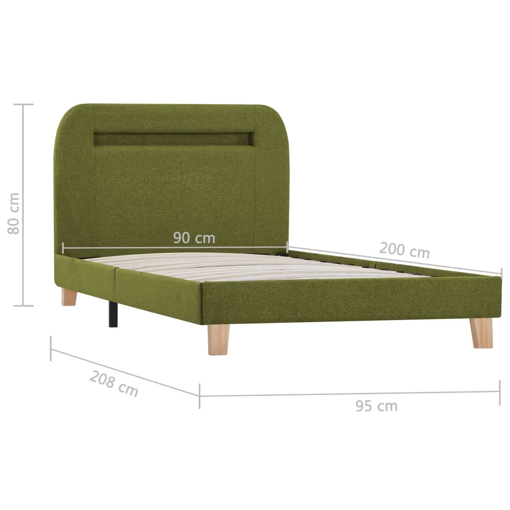 Letto singolo | Letto per adulti | Giroletto con LED senza Materasso Verde 90x200 cm - Image 8