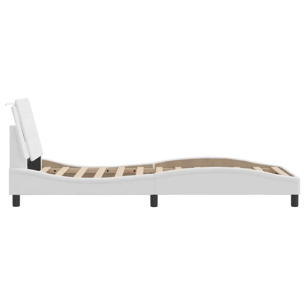 Letto singolo | Letto per adulti | Giroletto con LED senza Materasso Zadar Bianco 80x200 cm - Image 9