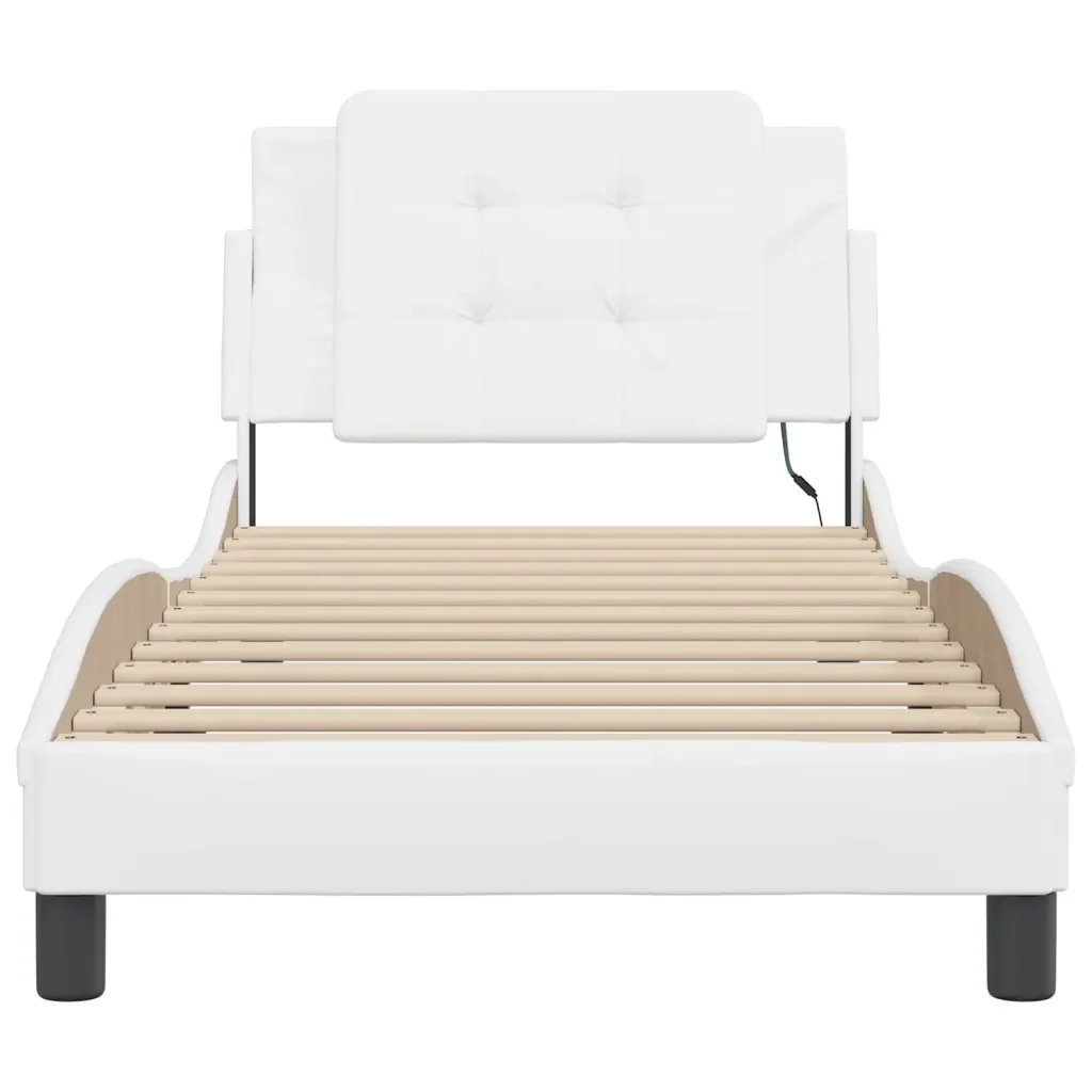Letto singolo | Letto per adulti | Giroletto con LED senza Materasso Zadar Bianco 90x190 cm - Image 6