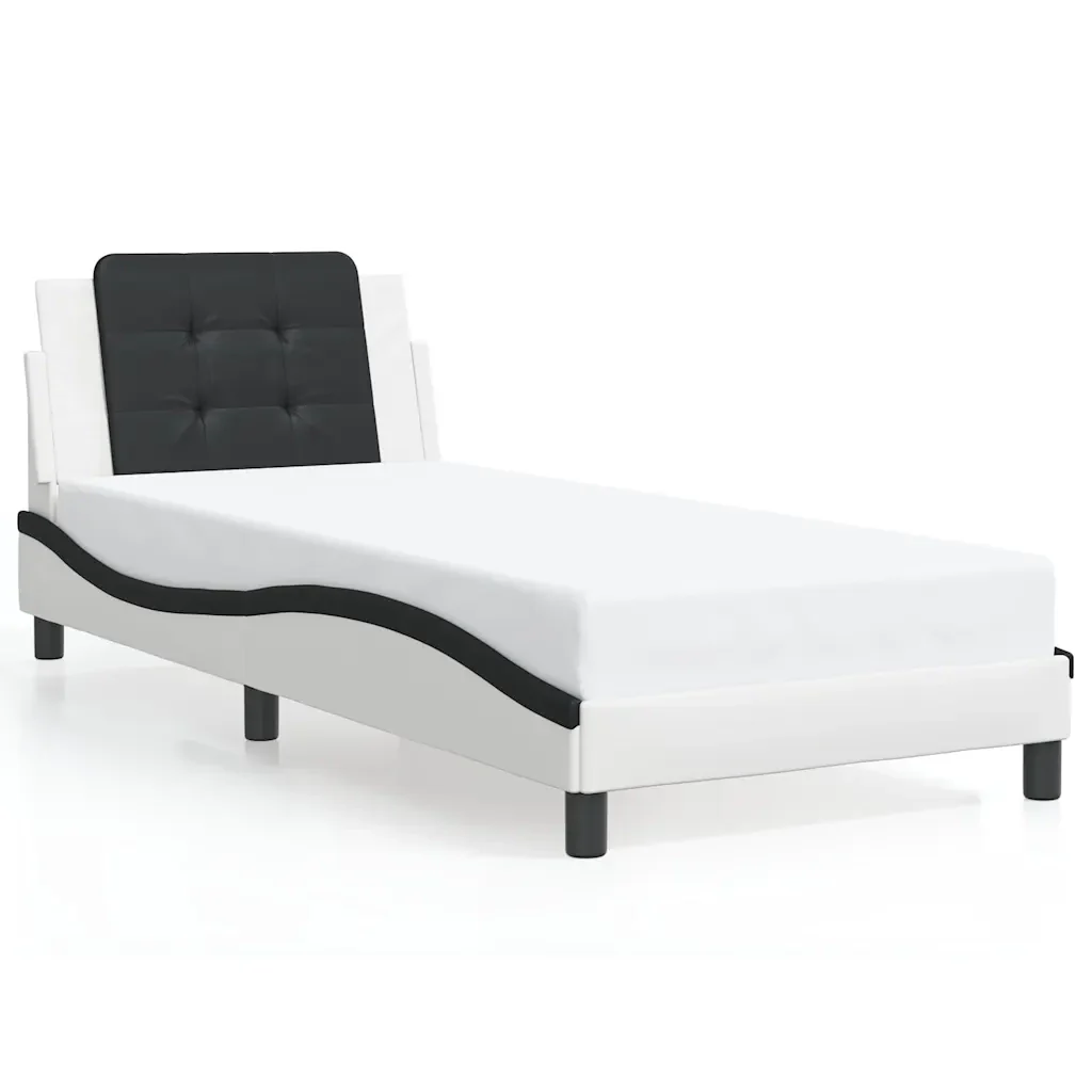 Letto singolo | Letto per adulti | Giroletto con LED senza Materasso Zadar Bianco e Nero 80x200 cm - Image 5