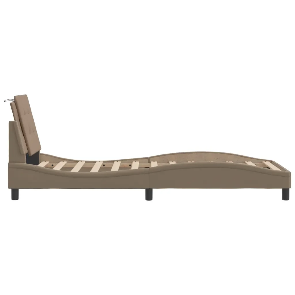 Letto singolo | Letto per adulti | Giroletto con LED senza Materasso Zadar Cappuccino 90x190 cm - Image 9
