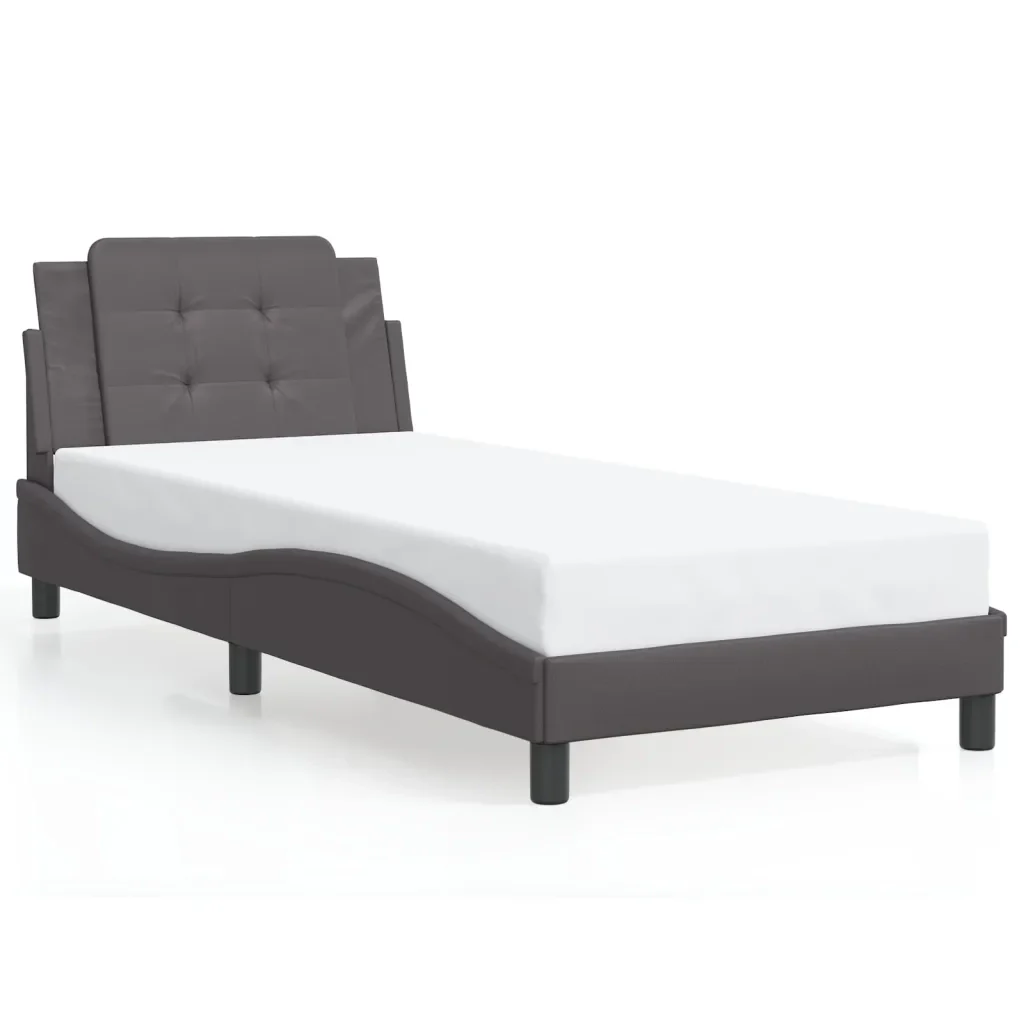 Letto singolo | Letto per adulti | Giroletto con LED senza Materasso Zadar Grigio 100x200 cm - Image 5
