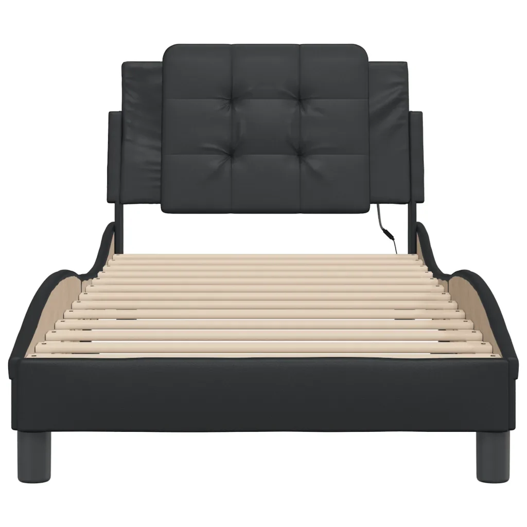Letto singolo | Letto per adulti | Giroletto con LED senza Materasso Zadar Nero 100x200 cm - Image 6