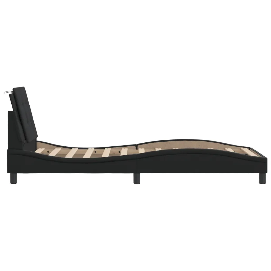Letto singolo | Letto per adulti | Giroletto con LED senza Materasso Zadar Nero 100x200 cm - Image 9