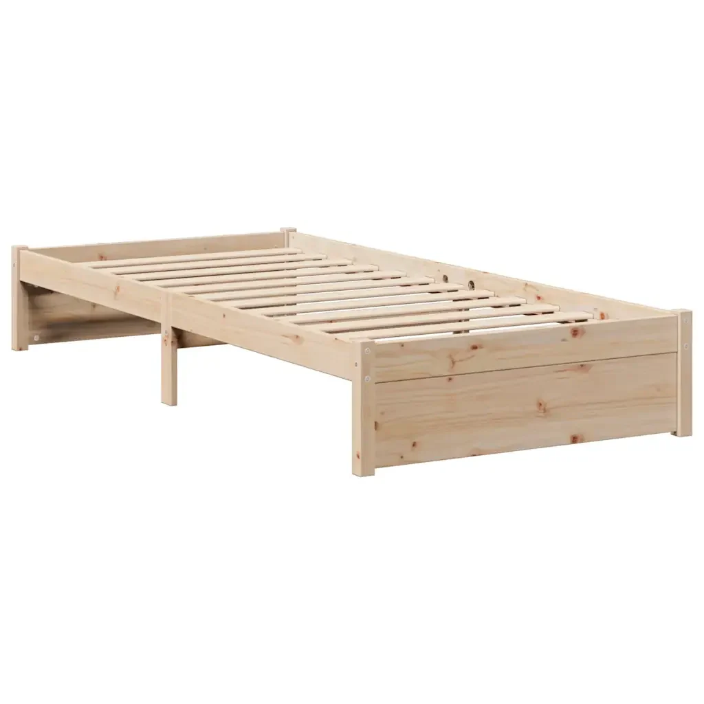 Letto singolo | Letto per adulti | Giroletto con Libreria senza Materasso 75x190 cm in Legno Pino - Image 5