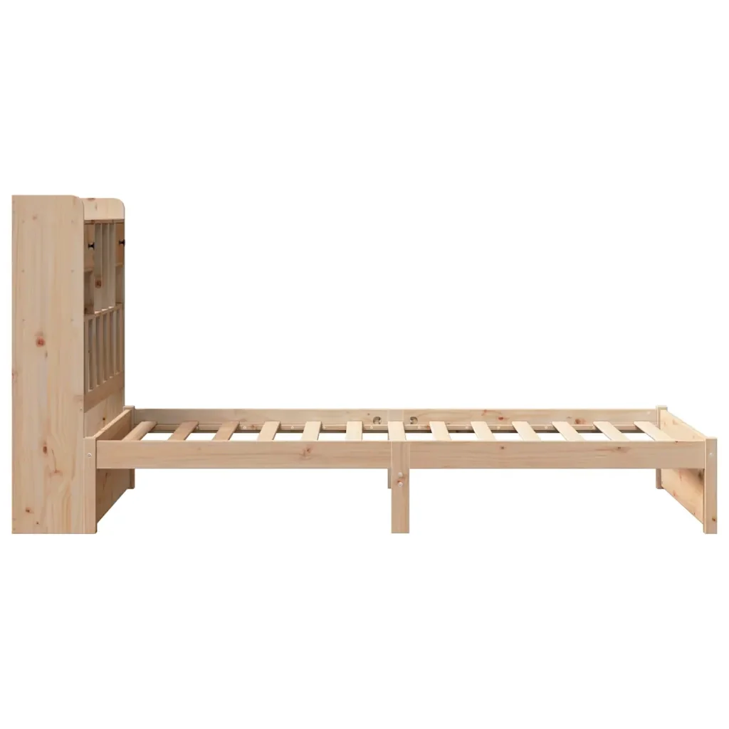 Letto singolo | Letto per adulti | Giroletto con Libreria senza Materasso 75x190 cm in Legno Pino - Image 7