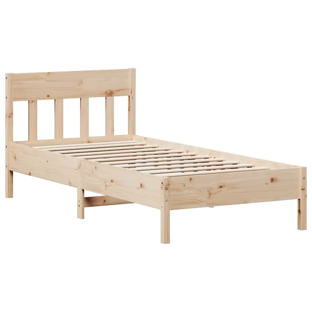 Letto singolo | Letto per adulti | Giroletto con Libreria senza Materasso 75x190 cm in Legno Pino - Image 8