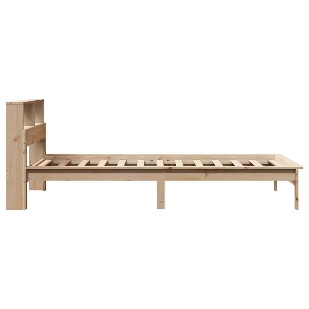 Letto singolo | Letto per adulti | Giroletto con Libreria senza Materasso 75x190 cm in Legno Pino - Image 5