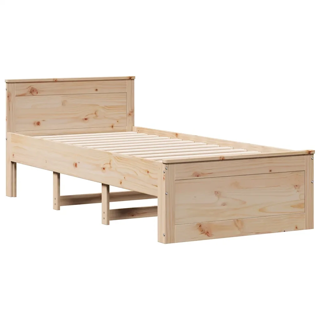 Letto singolo | Letto per adulti | Giroletto con Libreria senza Materasso 75x190 cm in Legno Pino - Image 9