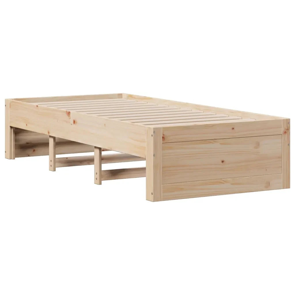 Letto singolo | Letto per adulti | Giroletto con Libreria senza Materasso 75x190 cm in Legno Pino - Image 7