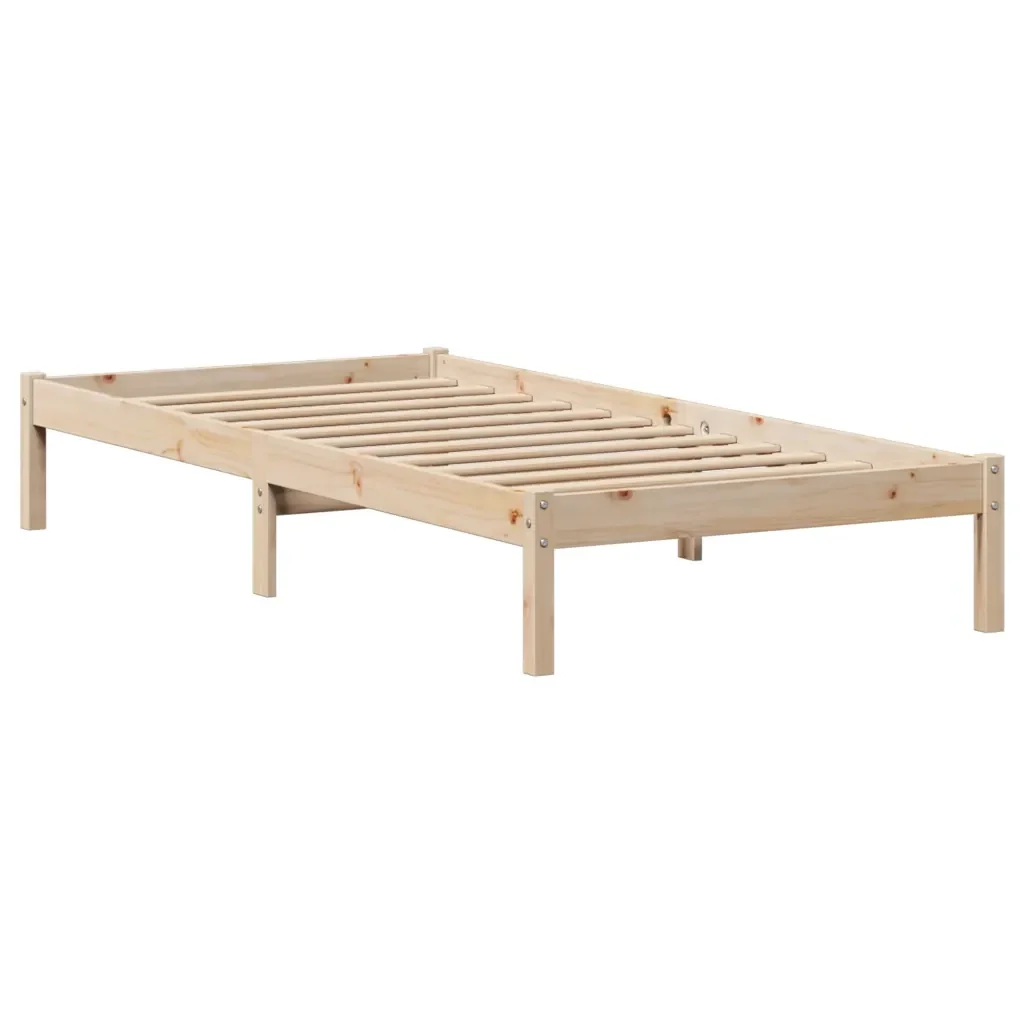 Letto singolo | Letto per adulti | Giroletto con Libreria senza Materasso 75x190 cm in Legno Pino - Image 5
