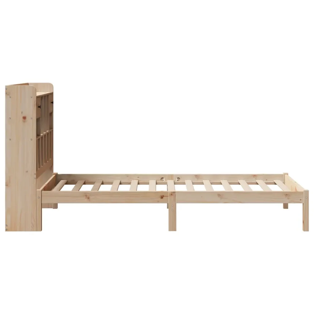 Letto singolo | Letto per adulti | Giroletto con Libreria senza Materasso 75x190 cm in Legno Pino - Image 7