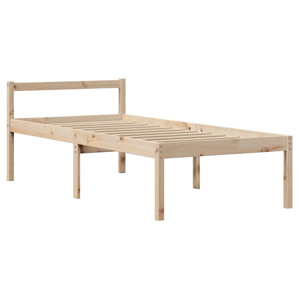 Letto singolo | Letto per adulti | Giroletto con Libreria senza Materasso 75x190 cm in Legno Pino - Image 8