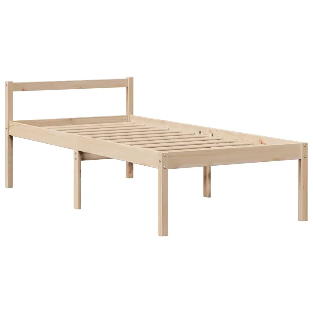 Letto singolo | Letto per adulti | Giroletto con Libreria senza Materasso 75x190 cm in Legno Pino - Image 8