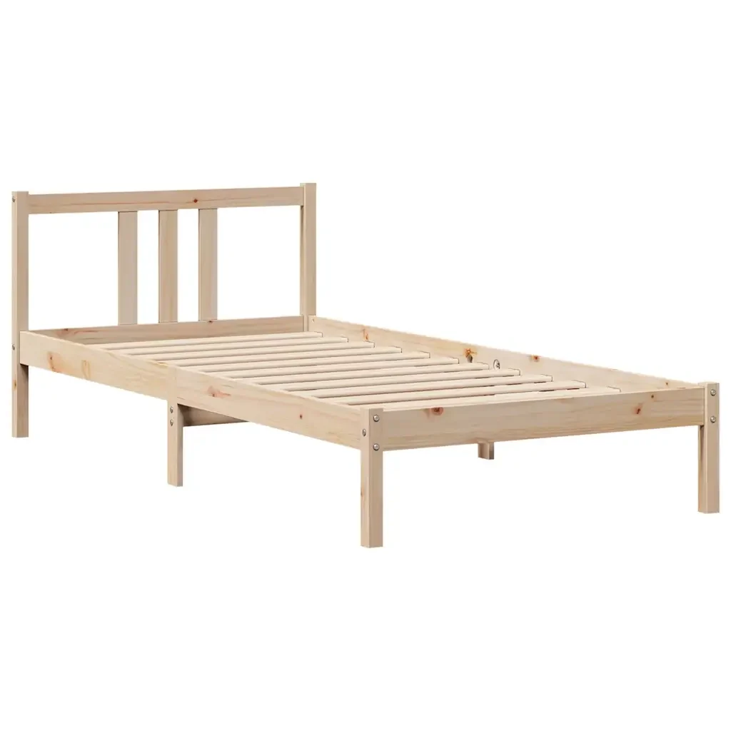 Letto singolo | Letto per adulti | Giroletto con Libreria senza Materasso 75x190 cm in Legno Pino - Image 8