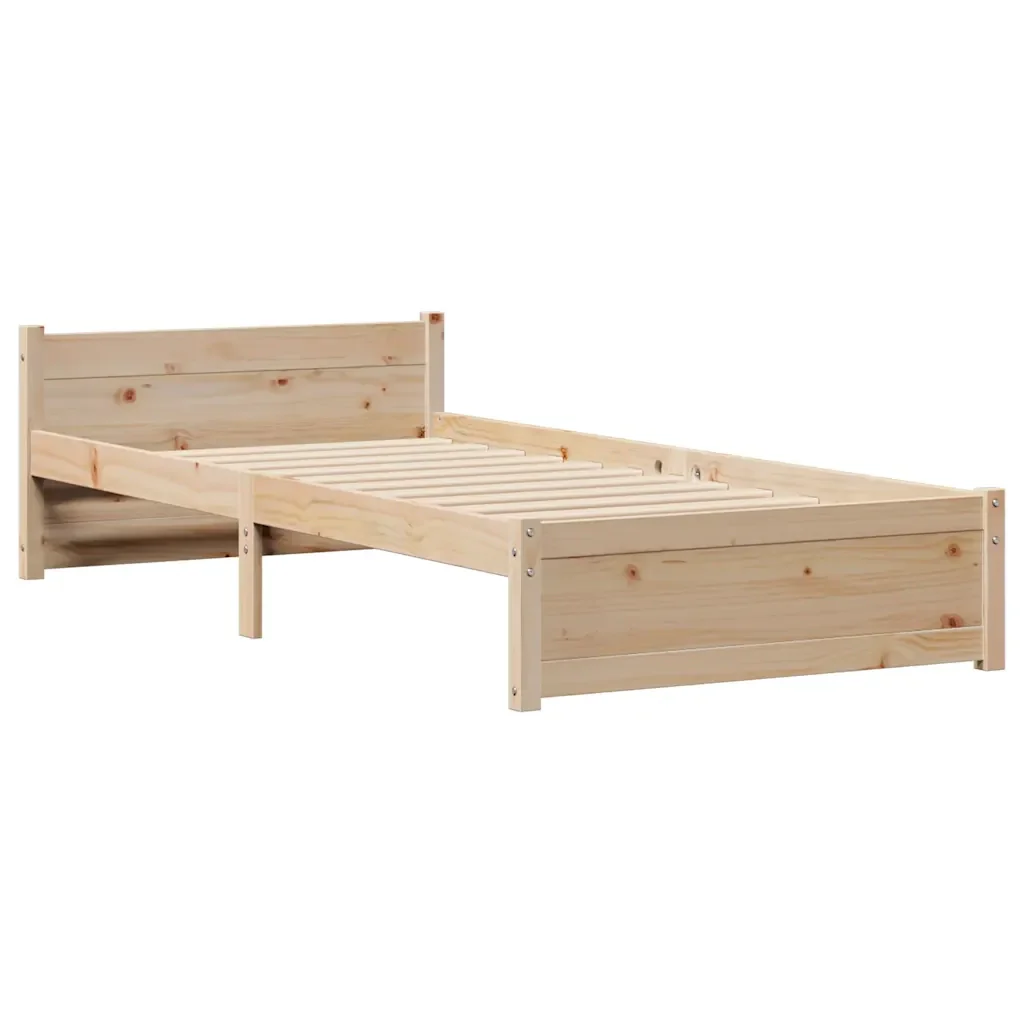 Letto singolo | Letto per adulti | Giroletto con Libreria senza Materasso 75x190 cm in Legno Pino - Image 8