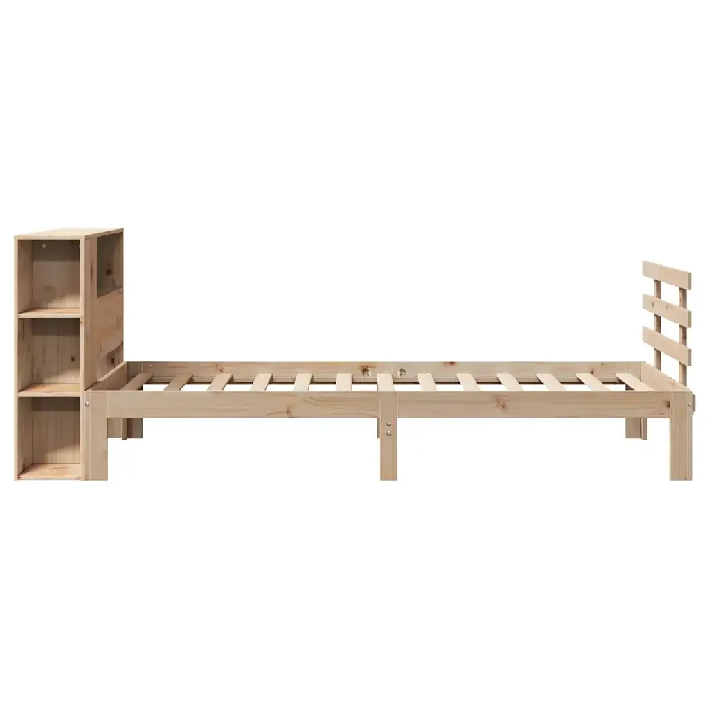 Letto singolo | Letto per adulti | Giroletto con Libreria senza Materasso 75x190 cm in Legno Pino - Image 5