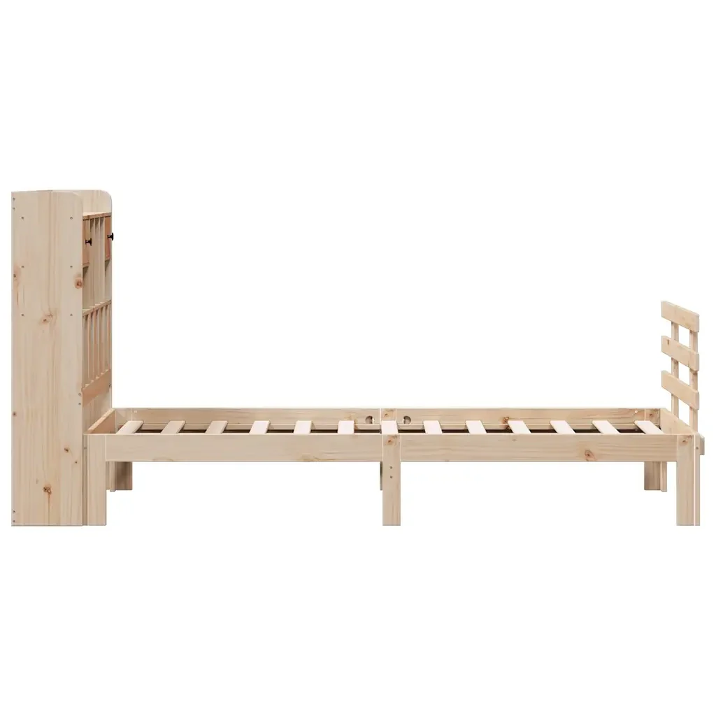 Letto singolo | Letto per adulti | Giroletto con Libreria senza Materasso 75x190 cm in Legno Pino - Image 5