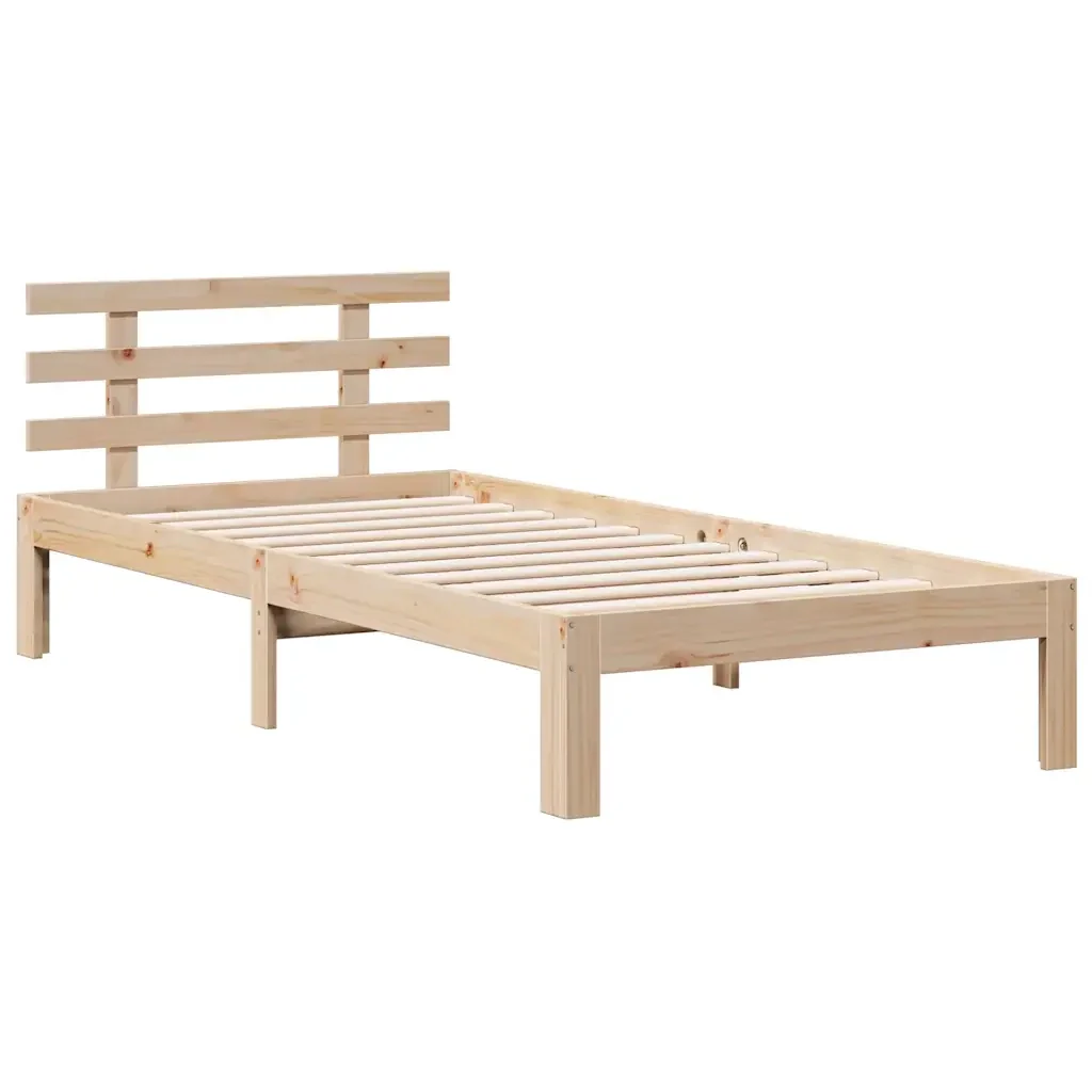 Letto singolo | Letto per adulti | Giroletto con Libreria senza Materasso 75x190 cm in Legno Pino - Image 8