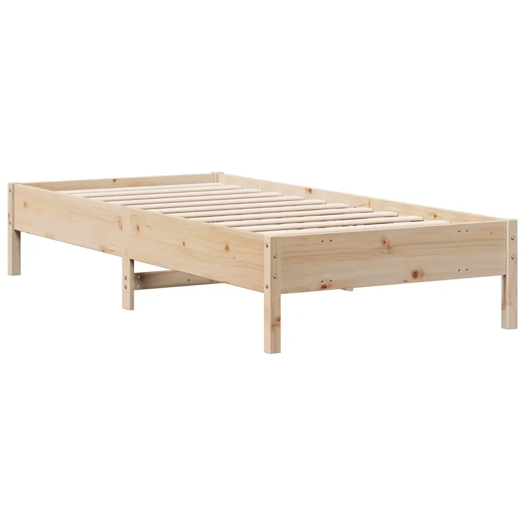 Letto singolo | Letto per adulti | Giroletto con Libreria senza Materasso 75x190 cm in Legno Pino - Image 8