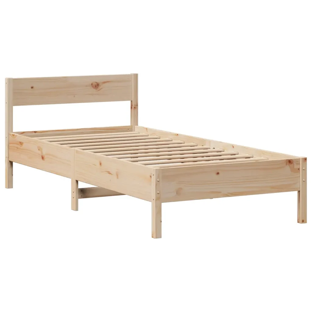 Letto singolo | Letto per adulti | Giroletto con Libreria senza Materasso 75x190 cm in Legno Pino - Image 8