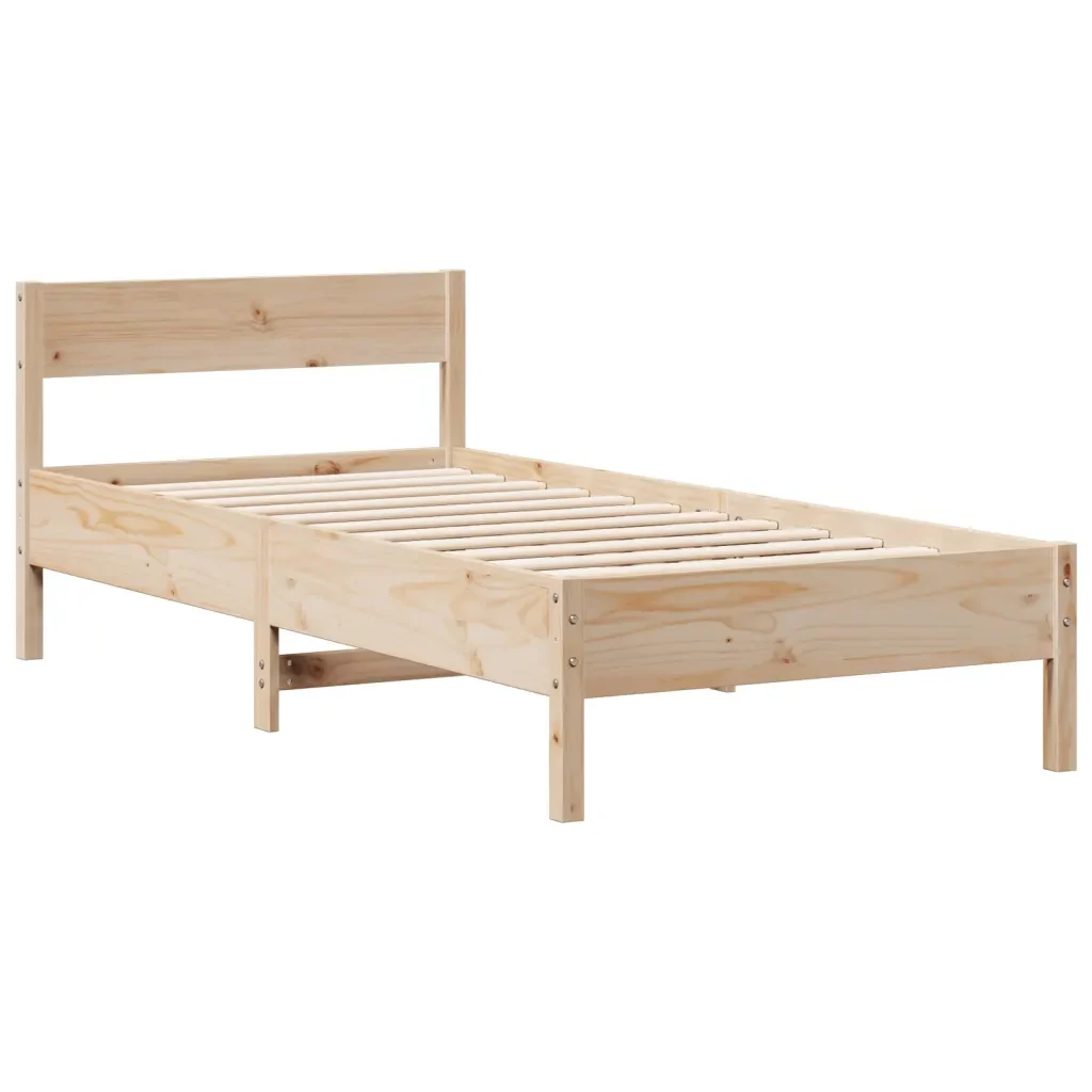 Letto singolo | Letto per adulti | Giroletto con Libreria senza Materasso 75x190 cm in Legno Pino - Image 8