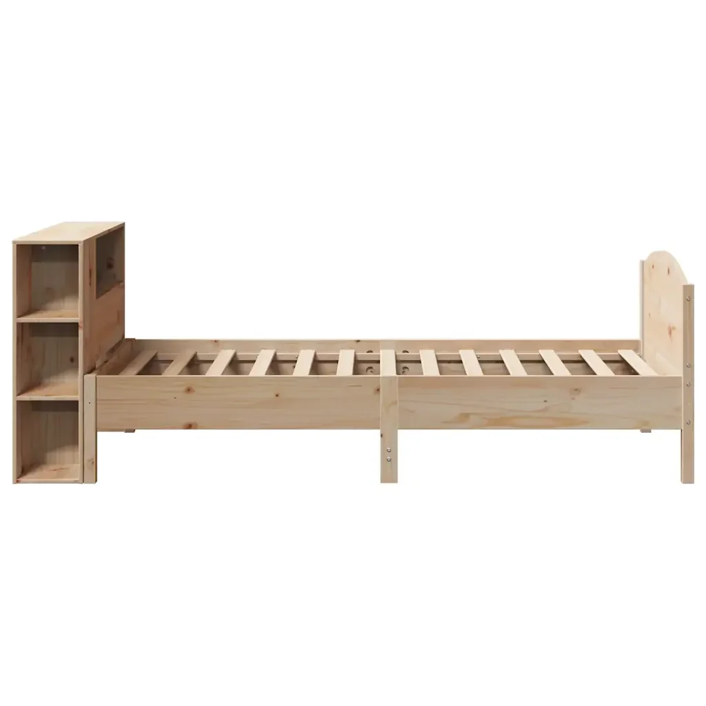 Letto singolo | Letto per adulti | Giroletto con Libreria senza Materasso 75x190 cm in Legno Pino - Image 5