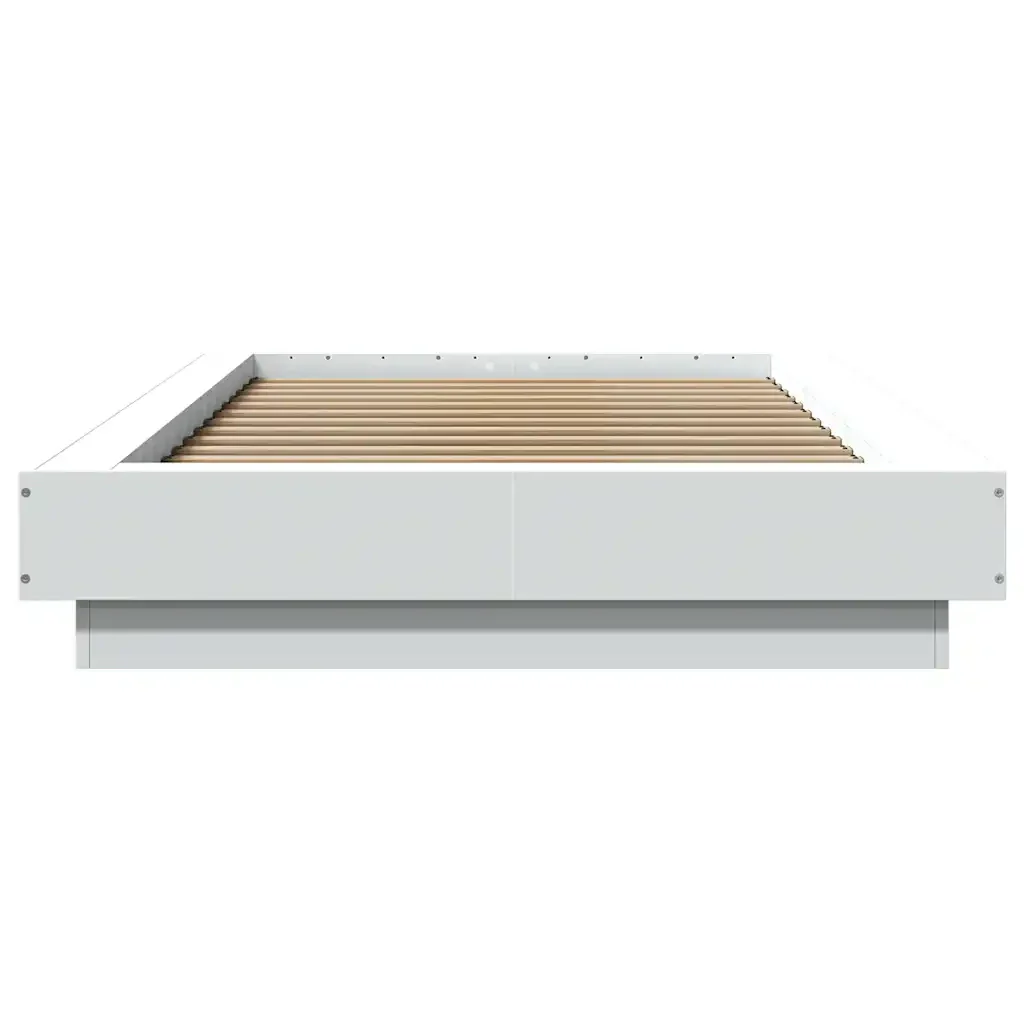 Letto singolo | Letto per adulti | Giroletto con Luci LED Bianco 100x200 cm in Legno Massello - Image 5